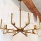 1960 vintage brass chandelier - glass