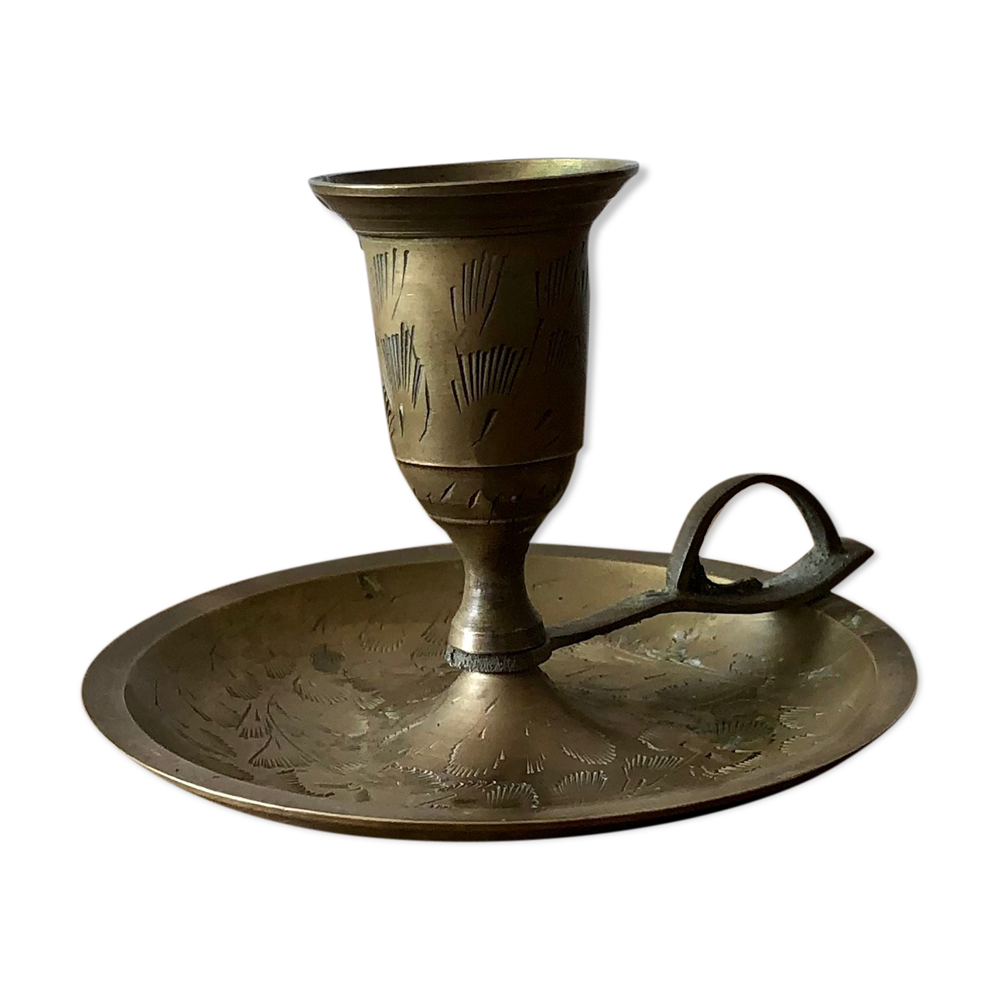 Brass hand candle holder