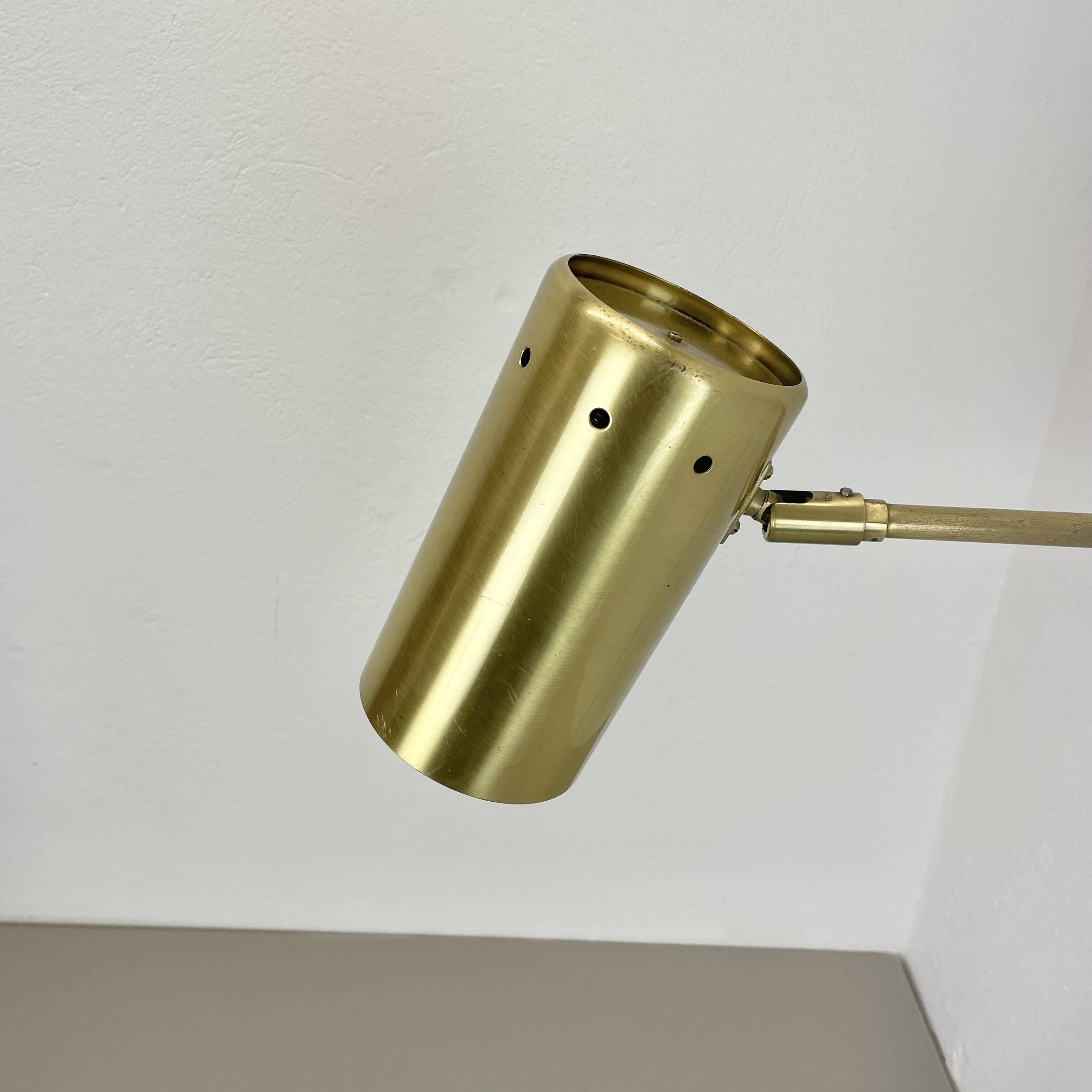 rare adjustable solid Brass Stilnovo Style Theatre spot Wall Light, Italy