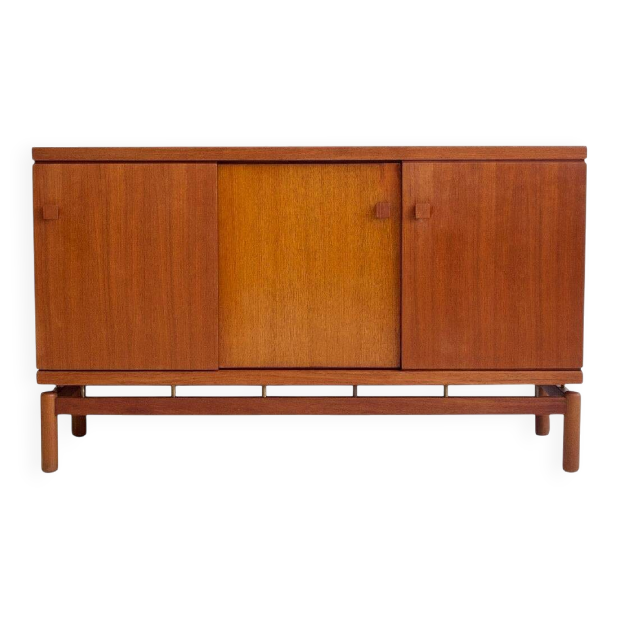Modern mid-century teak sideboard with brass details.