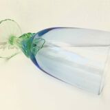 Blue green blown glass vase