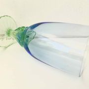 Blue green blown glass vase