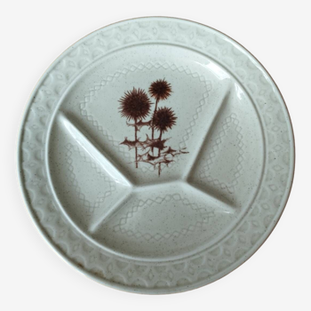 Burgundy stoneware fondue plates, Sarguemine