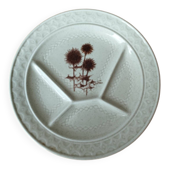 Burgundy stoneware fondue plates, Sarguemine