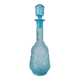 Old turquoise blue molded glass liqueur bottle and its cap