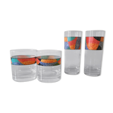 4 patterned glasses, vintage