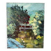 Japanese garden, oil on canvas signed Johner
