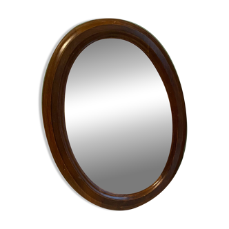 Oval wooden mirror