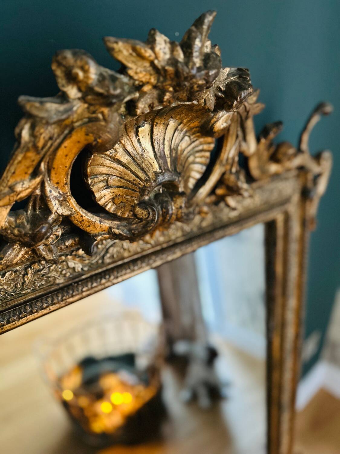 Golden wooden mirror
