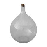 Dame Jeanne in transparent blown glass with bubbles and cut neck xl