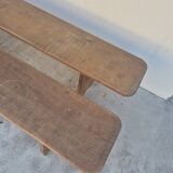 Pair of antique rustic farmhouse benches