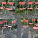Set 4 chairs vintage kitchen metal and red formica