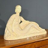 Sculpture “Young woman among flowers”, Odyv, Manufacture Berlot-Mussier, Art Deco