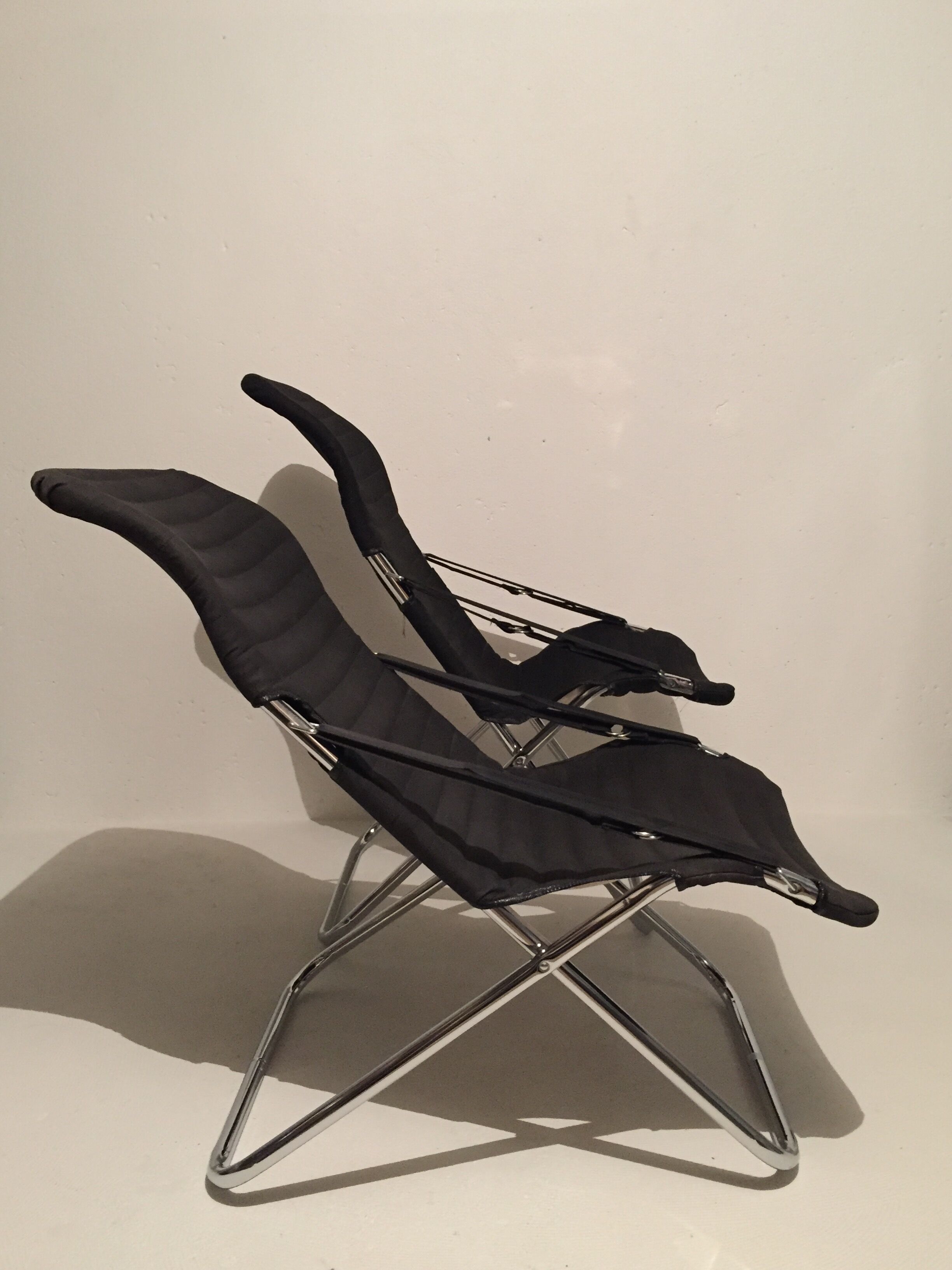 Pair of vintage foldable sunbed chairs, Grazioli Giocattoli, Italy, 1970s