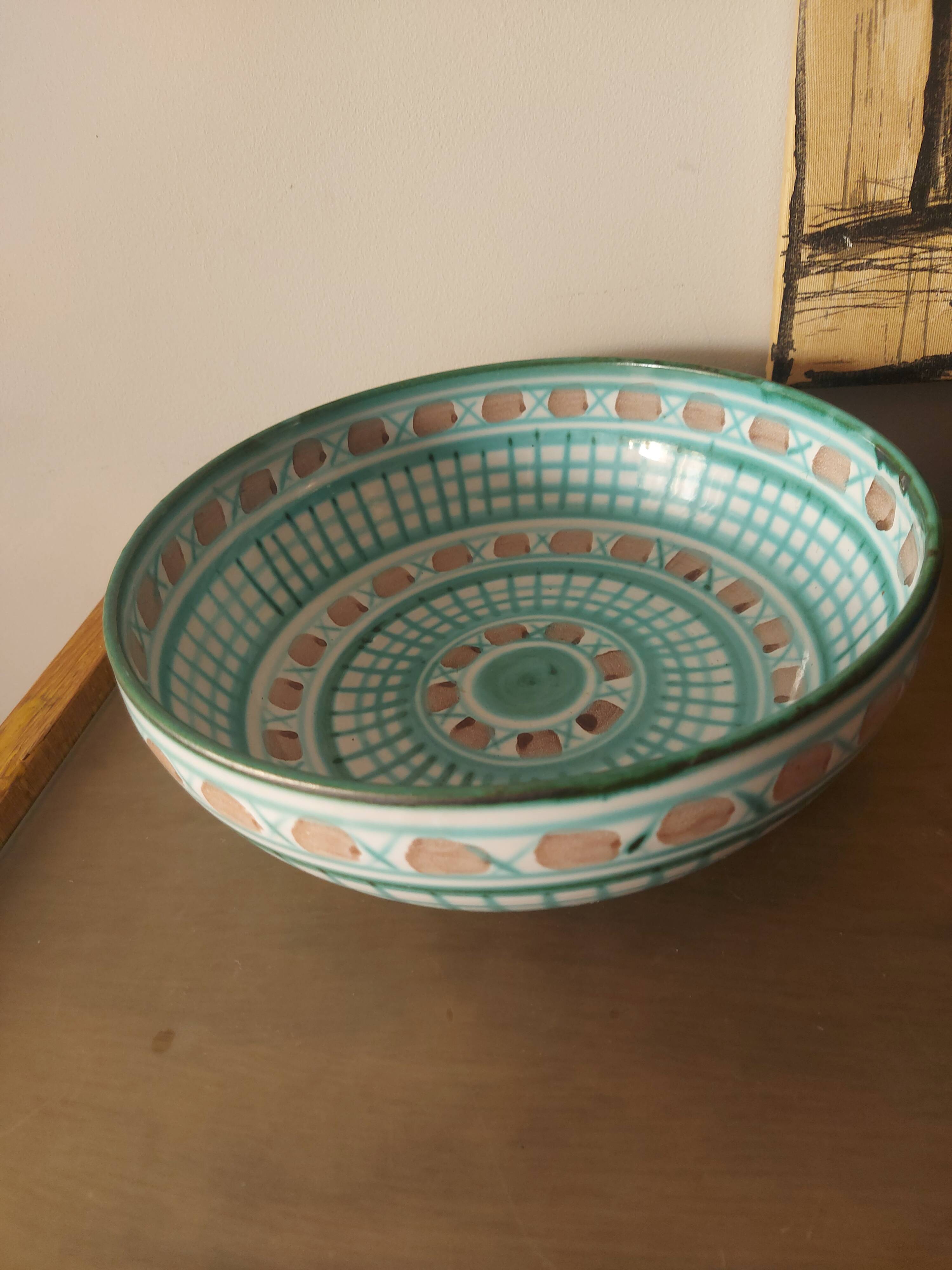 Dish, ceramic salad bowl robert picault, vallauris