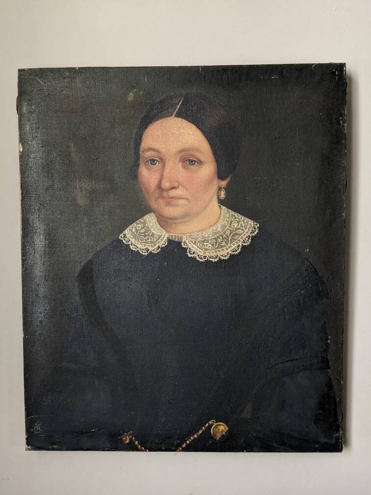 Antique painting vintage portrait bohemian countryside decoration oil on canvas