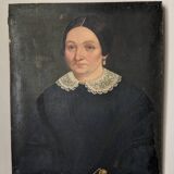 Antique painting vintage portrait bohemian countryside decoration oil on canvas