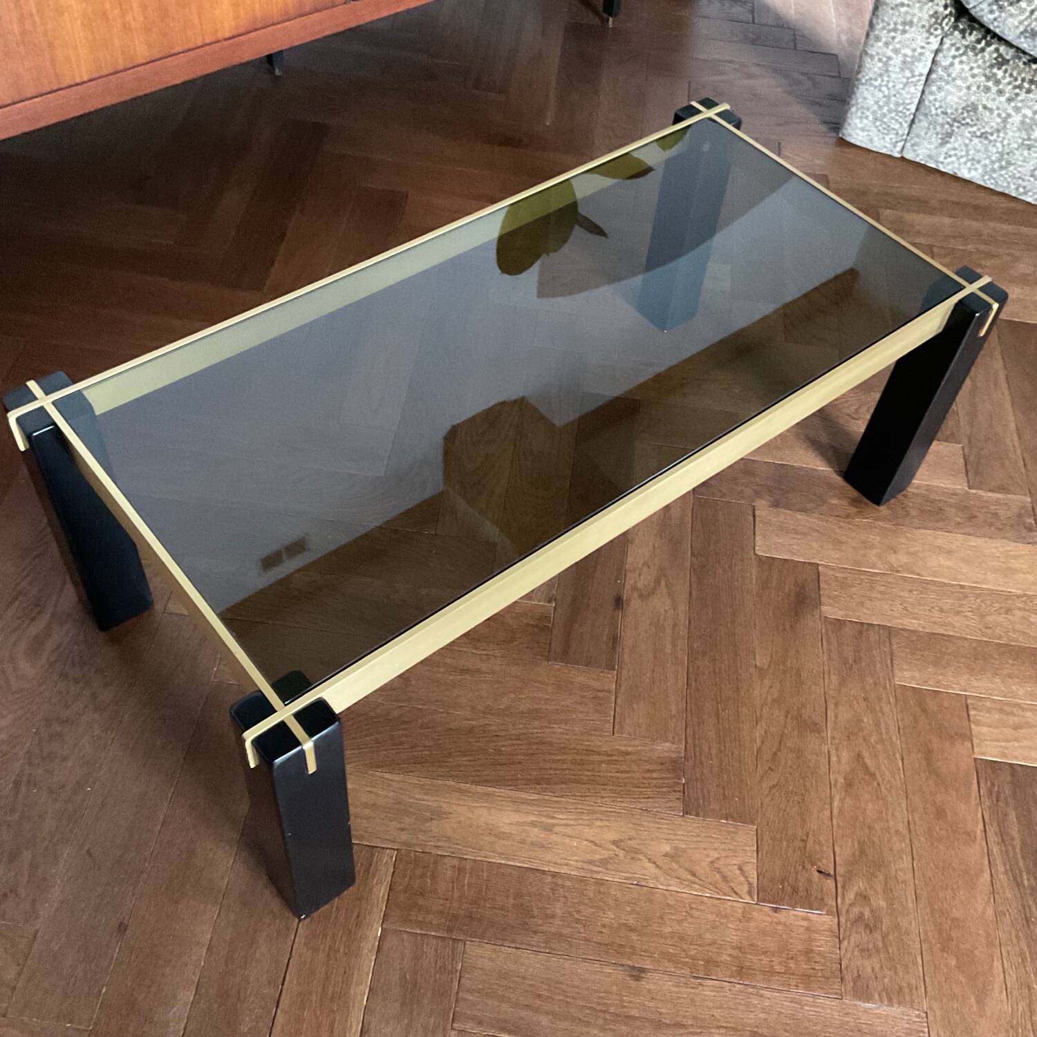Vintage smoked crystal coffee table by Renato Polidori 70s