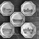 Octagonal plates Montereau directory 1810 grisaille neoclassical