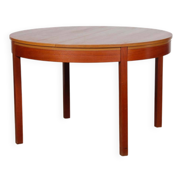 Table de repas ronde extensible en teck, 1970