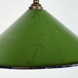 Industrial British Green Enamel Factory Pendant Lamp, 1950s
