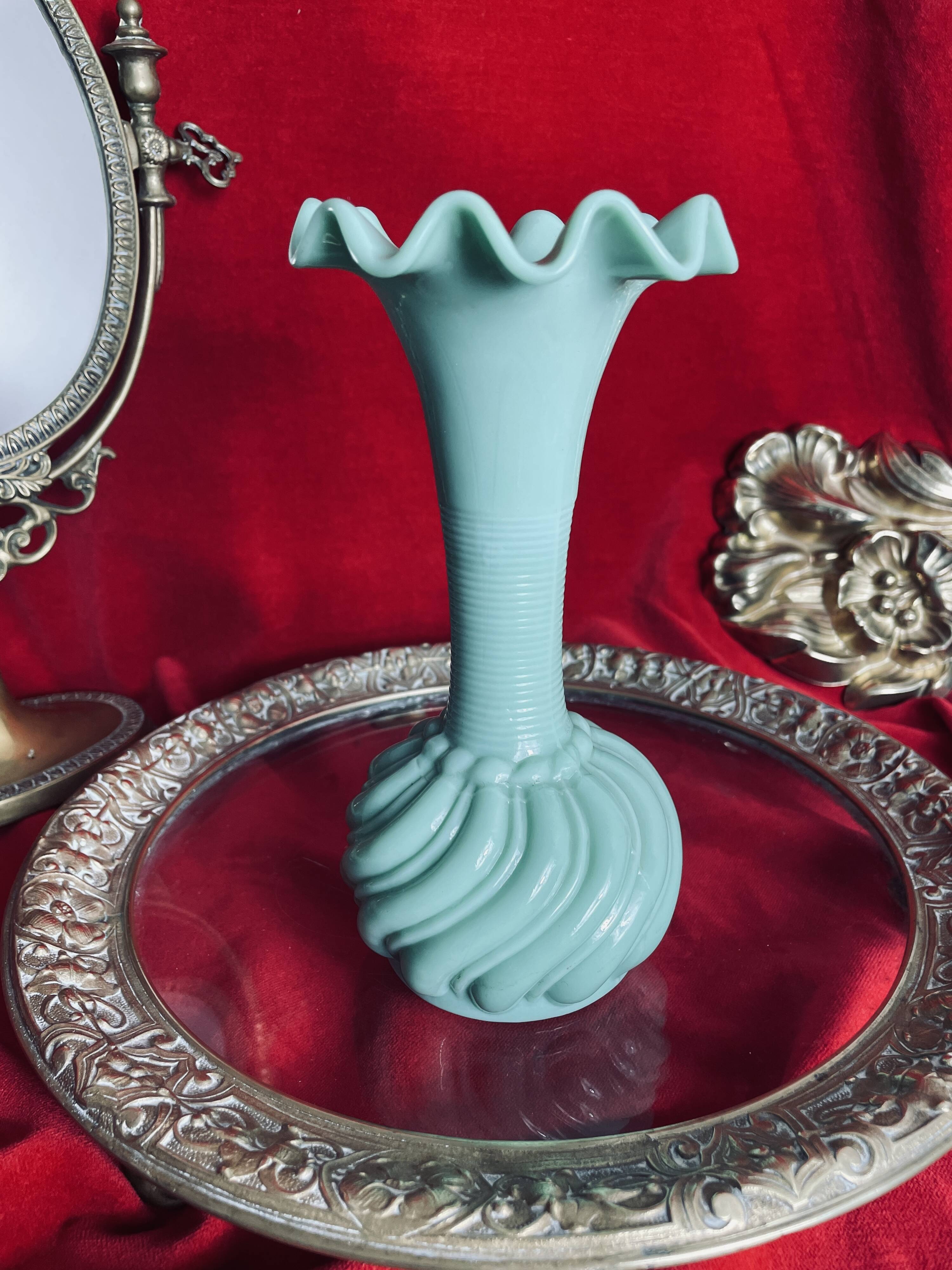 Old green opaline vase