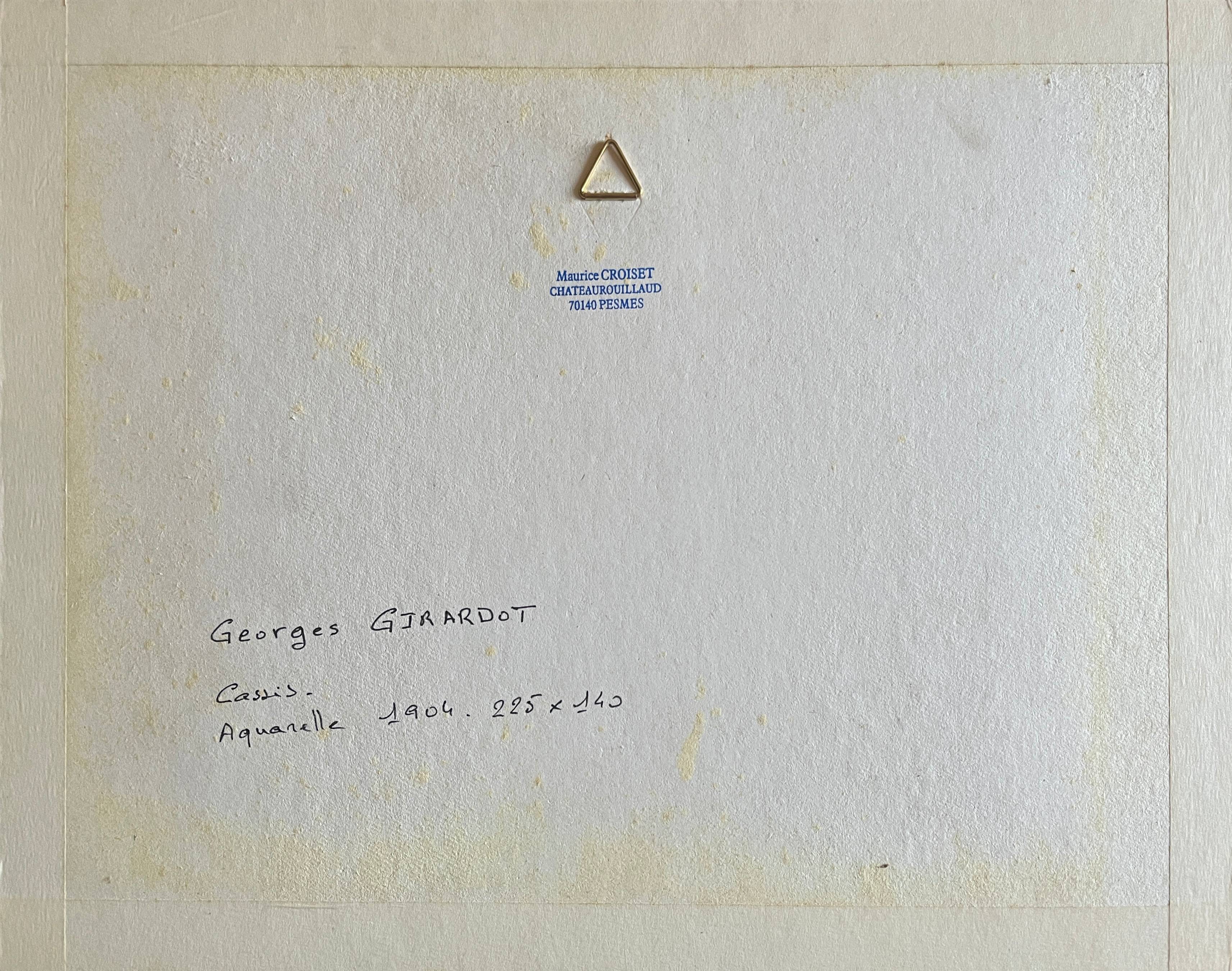 Watercolor painting g. girardot (1856-1914) marine "cassis" 1904