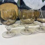Set of 6 vintage smoked glass glasses