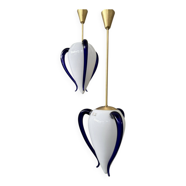 2x lampe suspendue vintage 'Venexiana' – Barovier & Toso – Murano