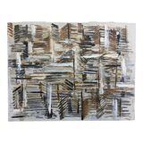 1964 Mid-Century Modern "Forest" Swedish Vintage Abstract Oil Painting, Framed