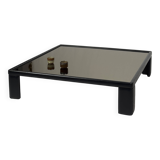 Luigi Massoni for Poltrona Frau, Leather Coffee Table with Mirror Top, 1970