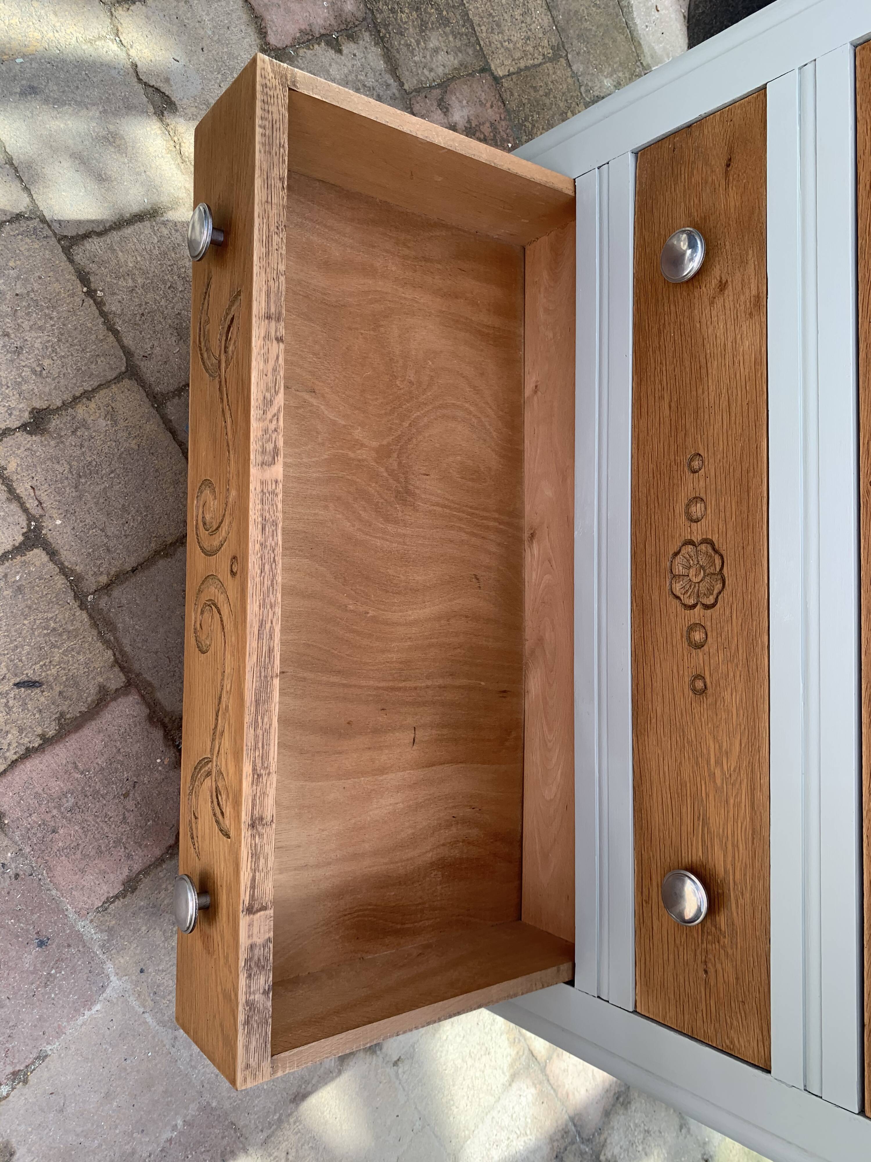 40's grey green art deco chest of drawers