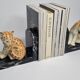 Pair of Lomonosov marble and porcelain bookends