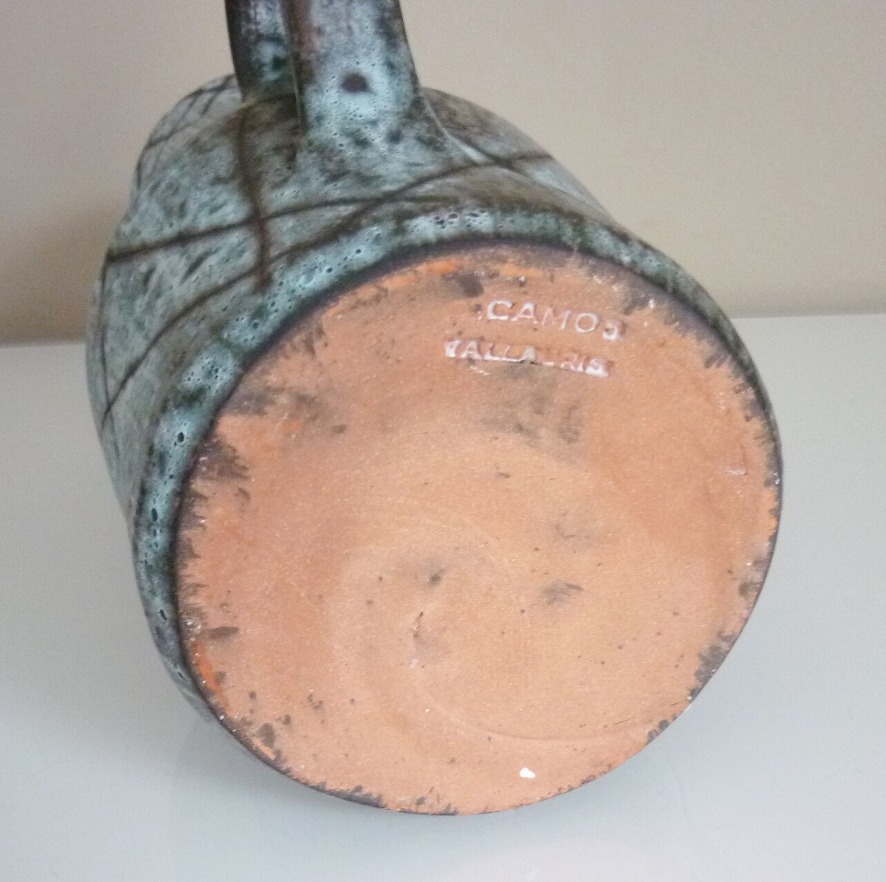 Pitcher signed Camos Vallauris, glazed ceramic, 60s/70s
