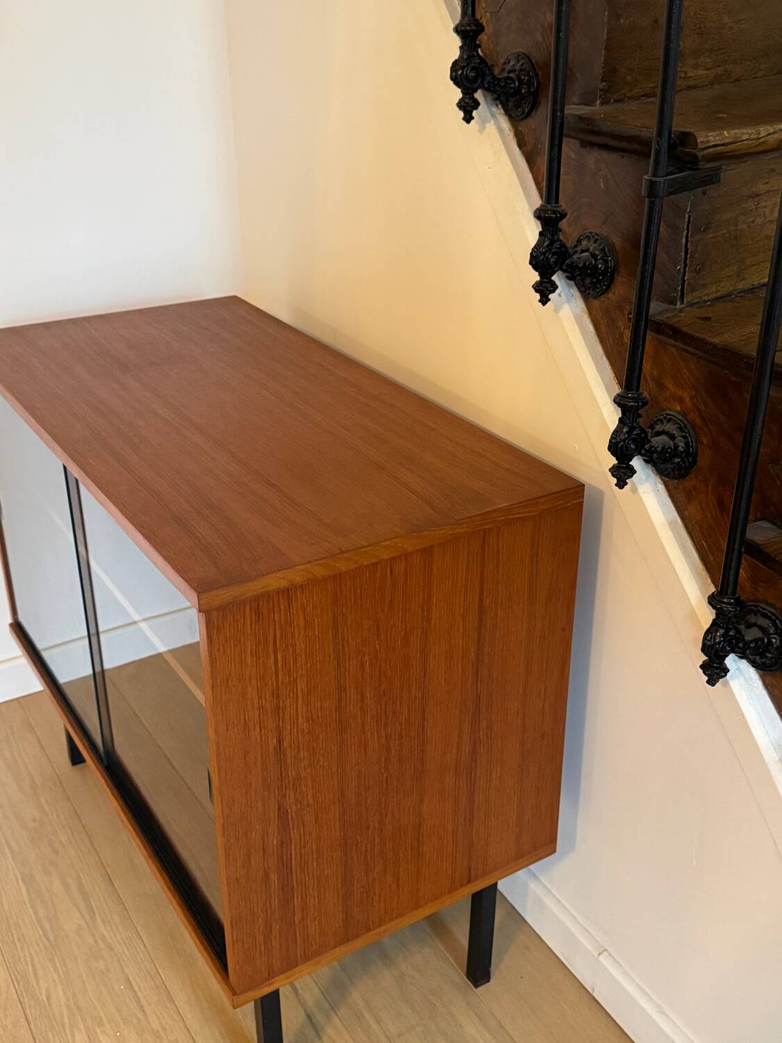 Low teak display cabinet