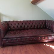 Canapé chesterfield vintage 60's-80's rouge bordeaux