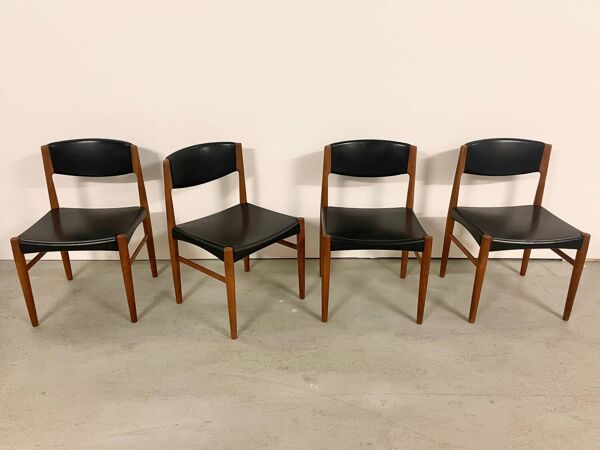 4x Chaises scandinaves en teck par Grete Jalk MidCentury années 60
