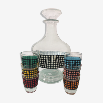 Houndstooth decanter and 6 matching lenses