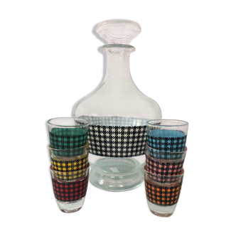 Houndstooth decanter and 6 matching lenses