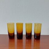 Set of 4 amber shot glasses