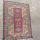 Turkish carpet handmade yellow background pink decoration, 127x91 cm