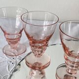 6 small Art Deco pink glasses 6 cl