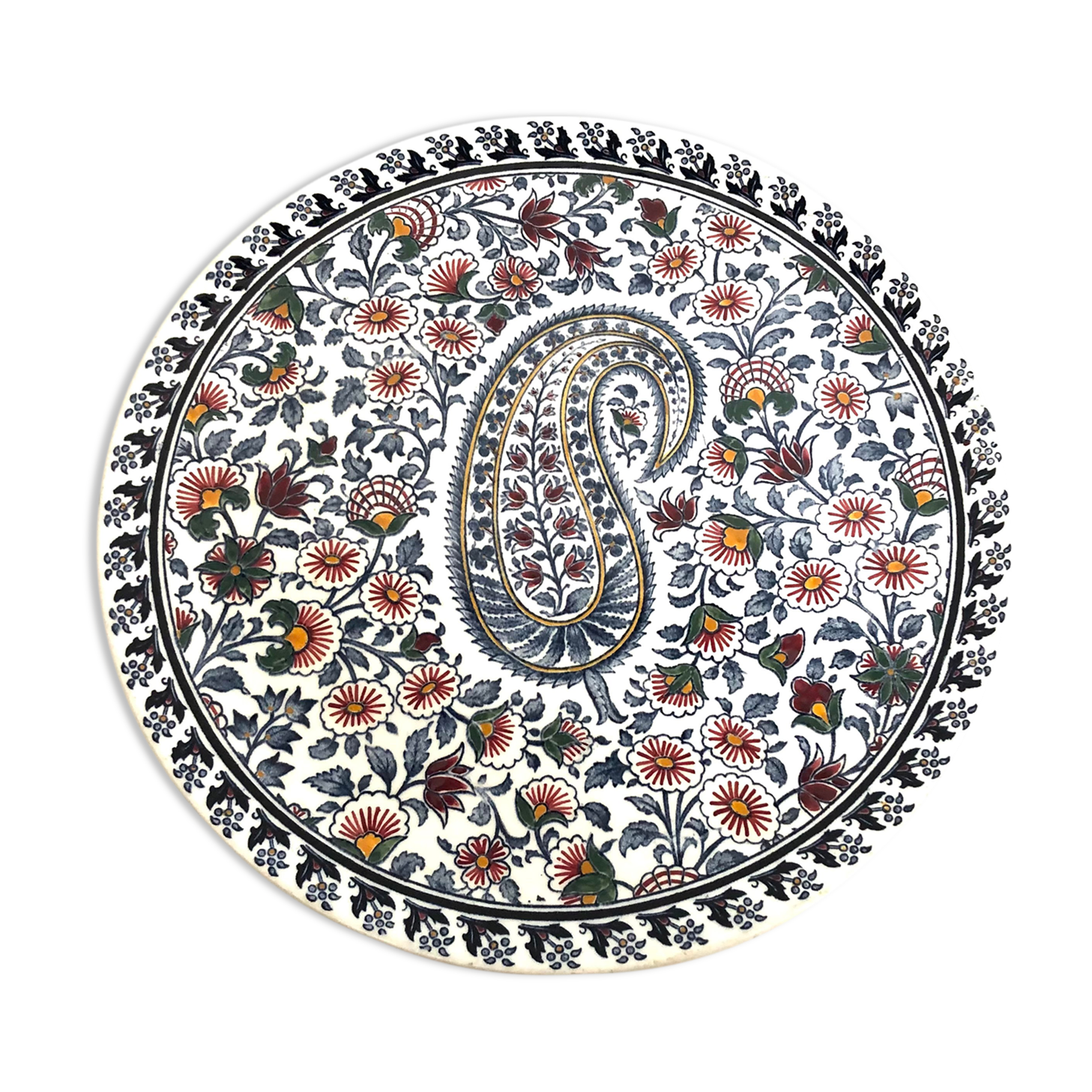 Round dish Gien decoration bothée or cashmere 26cm for pie and cake