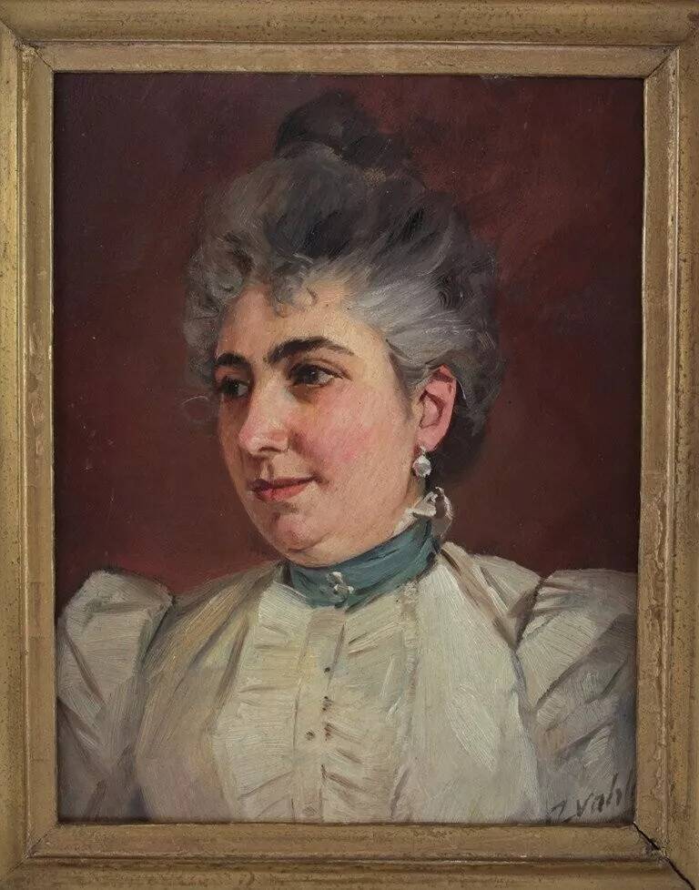 Antique Framed Portrait Painting of a Woman