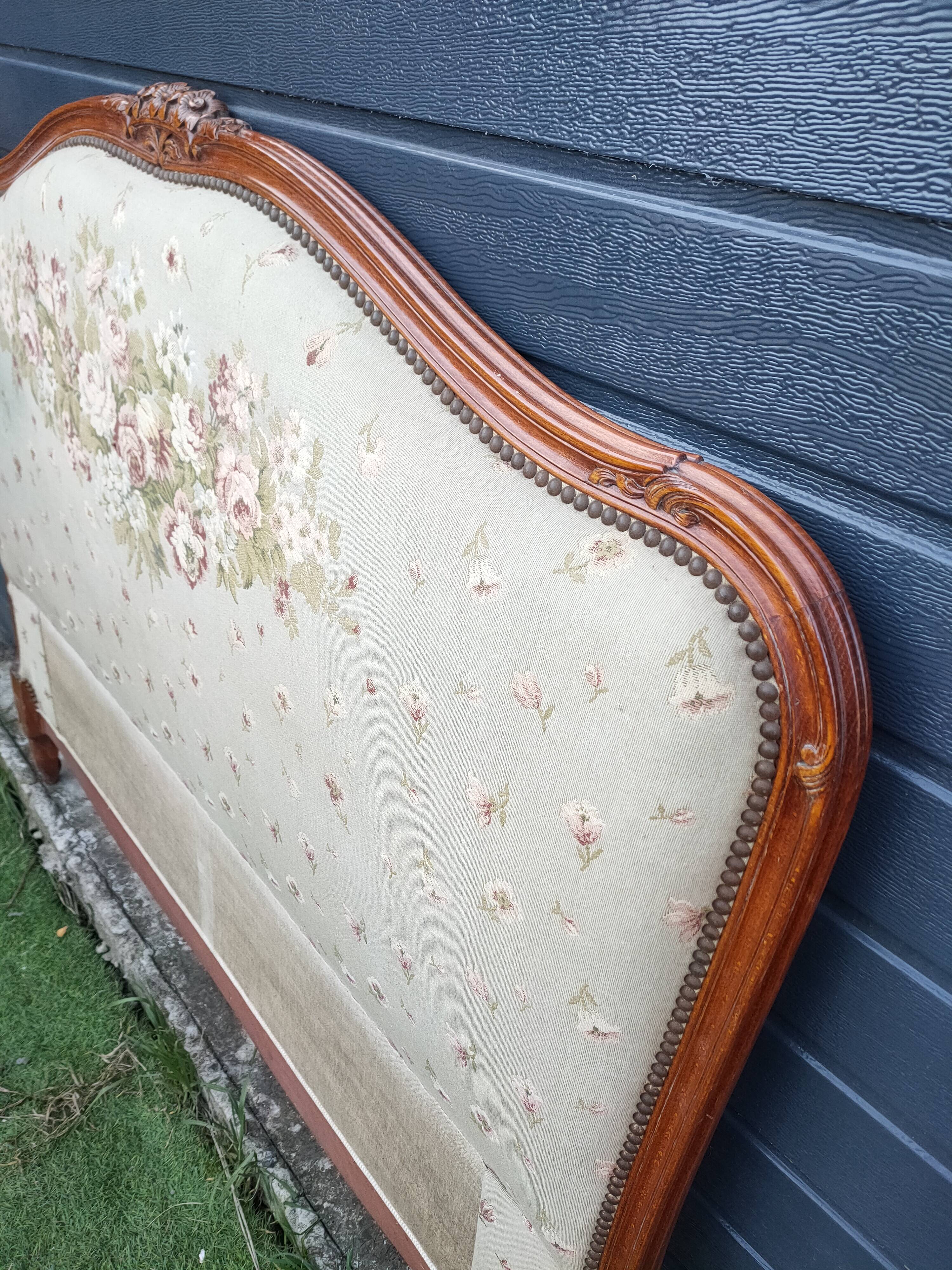 antique fabric and wood headboard