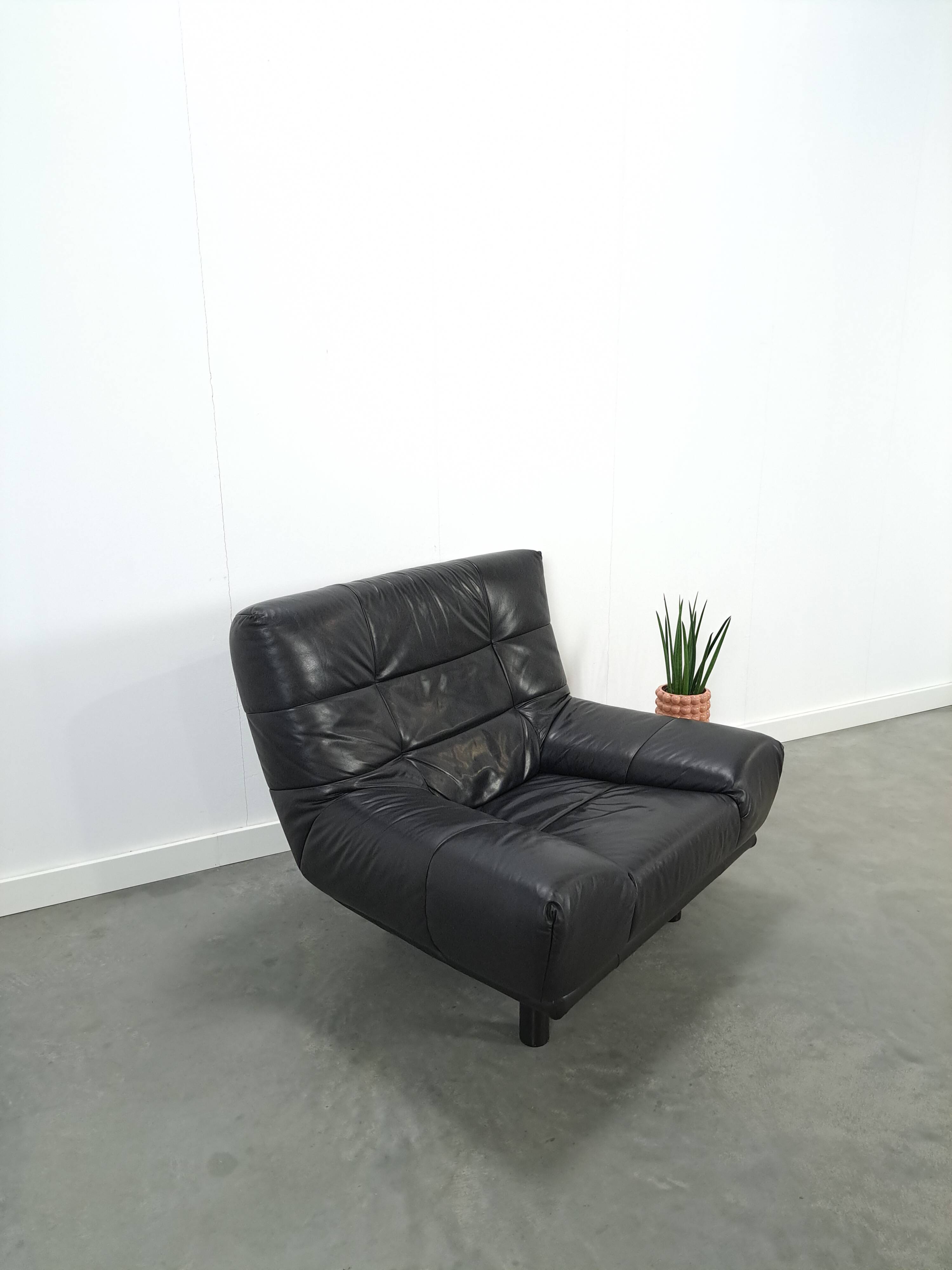 Vintage zwart leren fauteuil