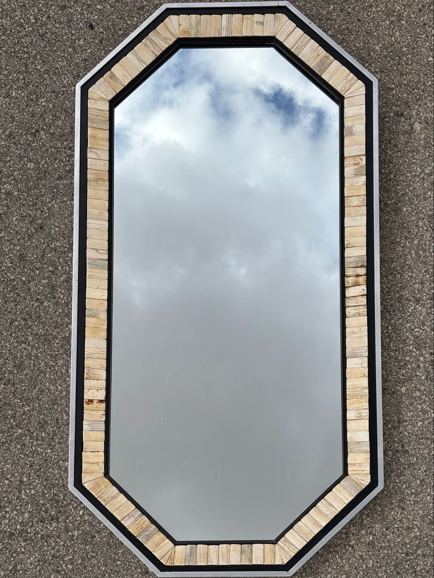 Blackened wood, metal and bone mirror by Anthony Redmile – London, 1970