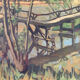 La Passerelle, huile sur toile signé