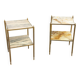 Pair of neoclassical side tables in bronze, brass, marble, and o.