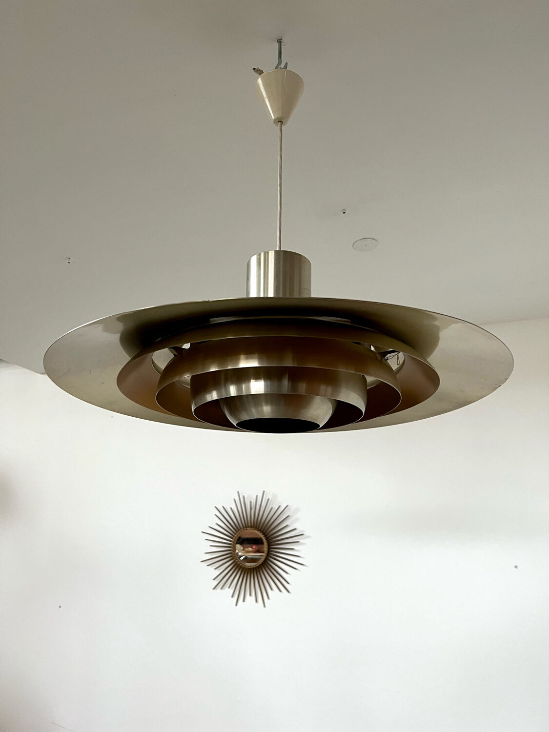 Old Scandinavian design suspension lamp Preben Fabricius and Jørgen Kastholm for Nordisk Solar vintage